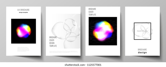 Vector layout of A4 format cover mockups design templates for brochure, magazine, flyer, report. Sci-fi technology design background. Abstract futuristic or medical consept backgrounds to choose from.