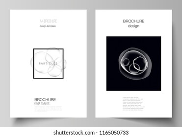 The vector layout of A4 format cover mockups design template for brochure, magazine, flyer, report. Spa and healthcare design. Medical consept background with molecules or particles.