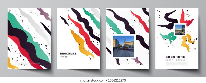 Vector layout of A4 format cover mockups design templates for brochure, flyer layout, booklet, cover design, book design, brochure cover, agency, corporate, business, portfolio, pitch deck, startup.
