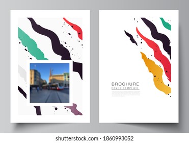 Vector layout of A4 format cover mockups design templates for brochure, flyer layout, booklet, cover design, book design, brochure cover, agency, corporate, business, portfolio, pitch deck, startup.