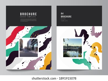 Vector layout of A4 format cover mockups design templates for brochure, flyer layout, booklet, cover design, book design, brochure cover, agency, corporate, business, portfolio, pitch deck, startup.