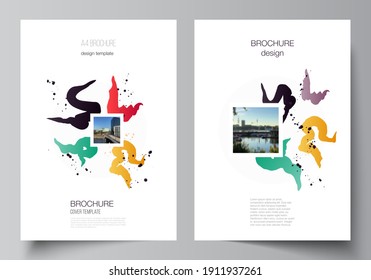 Vector layout of A4 format cover mockups design templates for brochure, flyer layout, booklet, cover design, book design, brochure cover, agency, corporate, business, portfolio, pitch deck, startup.