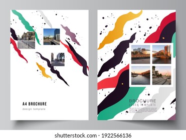 Vector layout of A4 format cover mockups design templates for brochure, flyer layout, booklet, cover design, book design, brochure cover, agency, corporate, business, portfolio, pitch deck, startup.