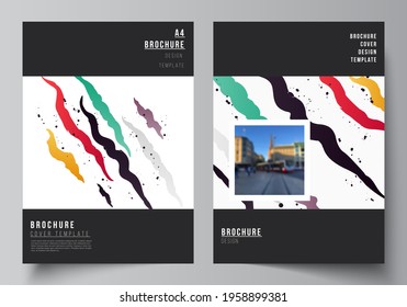 Vector layout of A4 format cover mockups design templates for brochure, flyer layout, booklet, cover design, book design, brochure cover, agency, corporate, business, portfolio, pitch deck, startup.