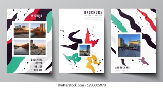 Vector layout of A4 format cover mockups design templates for brochure, flyer layout, booklet, cover design, book design, brochure cover, agency, corporate, business, portfolio, pitch deck, startup.