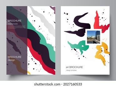 Vector layout of A4 format cover mockups design templates for brochure, flyer layout, booklet, cover design, book design, brochure cover, agency, corporate, business, portfolio, pitch deck, startup.