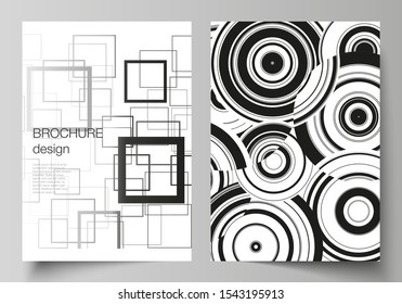 Vector layout of A4 format modern cover mockups design template for brochure, magazine, flyer, booklet, report. Trendy geometric abstract background in minimalistic flat style with dynamic composition