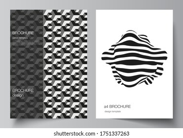 Vector layout of A4 format modern cover mockups design template for brochure, magazine, flyer, booklet, report. Trendy geometric abstract background in minimalistic flat style with dynamic composition