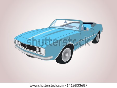 vector layout of blue retro car. Chevrolet Camaro 1966.