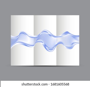 Vector layout of the booklet spread , blue waves on a white background.