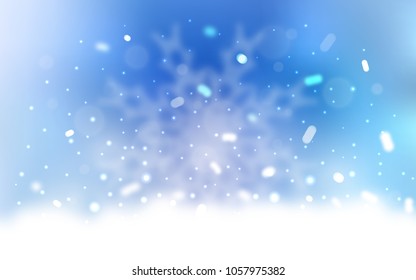 Vector layout with bright snowflakes. Blurred decorative design in xmas style with snow. The pattern can be used for new year leaflets.