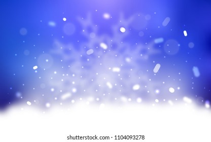 Vector layout with bright snowflakes. Blurred decorative design in xmas style with snow. The template can be used as a new year background.
