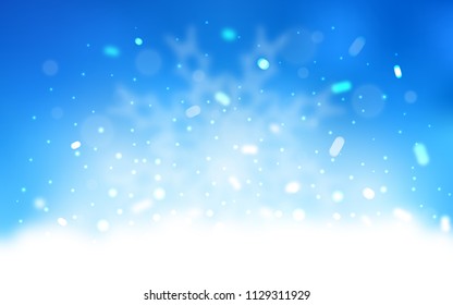 Vector layout with bright snowflakes. Blurred decorative design in xmas style with snow. The pattern can be used for new year ad, booklets.