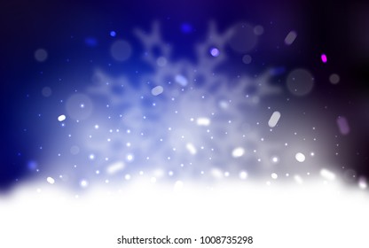 Vector layout with bright snowflakes. Decorative shining illustration with snow on abstract template. The pattern can be used for new year leaflets.