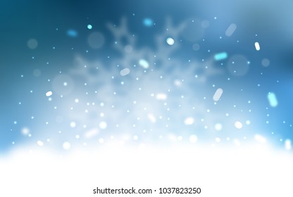 Vector layout with bright snowflakes. Decorative shining illustration with snow on abstract template. The template can be used as a new year background.