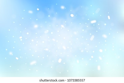 Vector layout with bright snowflakes. Decorative shining illustration with snow on abstract template. The template can be used as a new year background.
