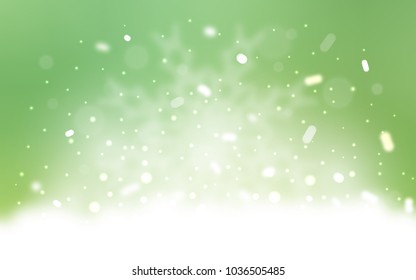 Vector layout with bright snowflakes. Snow on blurred abstract background with gradient. New year design for your ad, poster, banner.