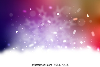 Vector layout with bright snowflakes. Snow on blurred abstract background with gradient. The pattern can be used for year new  websites.