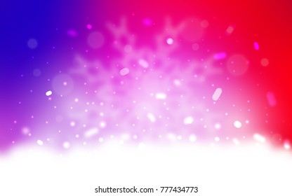Vector layout with bright snowflakes. Snow on blurred abstract background with gradient. The pattern can be used for year new  websites.