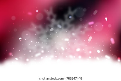 Vector layout with bright snowflakes. Snow on blurred abstract background with gradient. New year design for your ad, poster, banner.