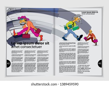 Vector layout brochures, flyers, presentations for business with cartoon characters