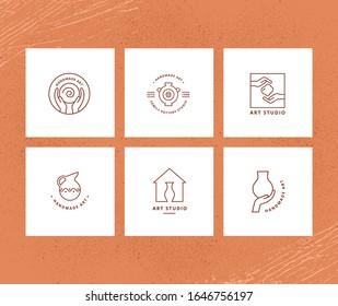 Vector layout of business card with logo for art studio, pottery or ceramic studio.