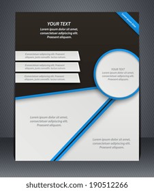 Vector layout business flyer, magazine cover, or corporate design template advertisment, blue color.