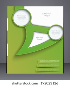 Vector layout business flyer, magazine cover, template or corporate banner design  in green colors. 