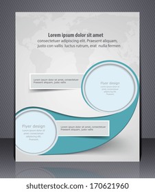 Vector layout business flyer with world map, magazine cover, template or corporate banner design,