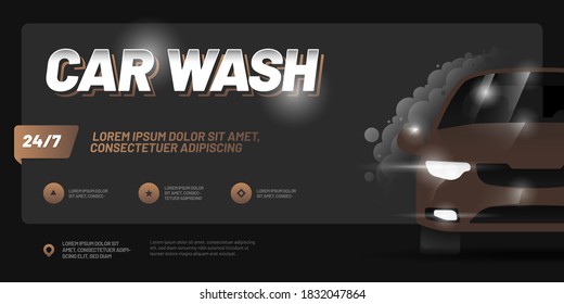 Vector layout with car. Design for advertising a car wash service. Adapt for poster, flyer, banner or social media.