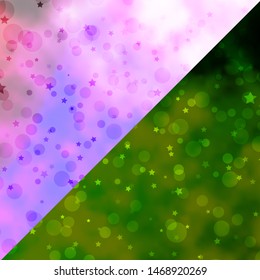 Vector layout with circles, stars. Abstract illustration with colorful spots, stars. Design for textile, fabric, wallpapers.