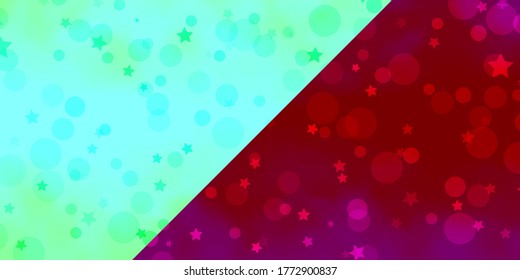 Vector layout with circles, stars. Abstract illustration with colorful spots, stars. Pattern for trendy fabric, wallpapers.