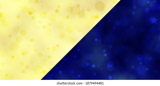 Disposición vectorial con círculos, estrellas. Ilustración abstracta con formas coloridas de círculos, estrellas. Diseño de papel pintado, creadores de tela.