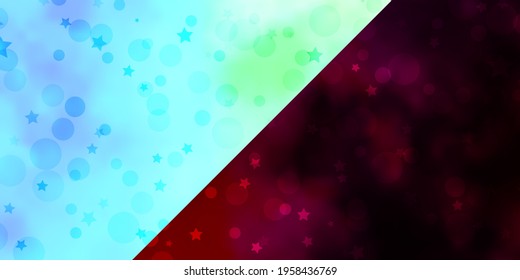 Vector layout with circles, stars. Abstract illustration with colorful spots, stars. Pattern for trendy fabric, wallpapers.