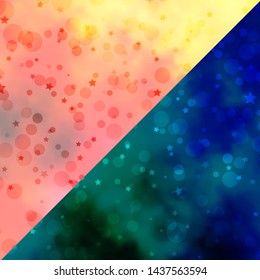 Vector layout with circles, stars. Colorful illustration with gradient dots, stars. Design for textile, fabric, wallpapers.