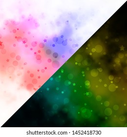 Vector layout with circles, stars. Colorful illustration with gradient dots, stars. Texture for window blinds, curtains.