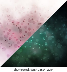 Vector layout with circles, stars. Colorful disks, stars on simple gradient background. Texture for window blinds, curtains.
