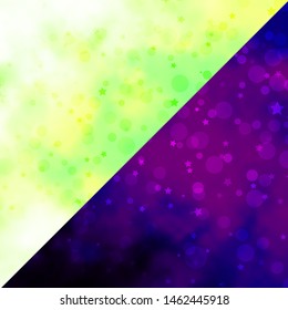 Vector layout with circles, stars. Glitter abstract illustration with colorful drops, stars. Template for business cards, websites.