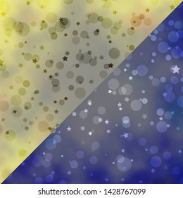 Vector layout with circles, stars. Illustration with set of colorful abstract spheres, stars. Design for wallpaper, fabric makers.