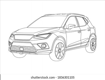 vector layout of the contour drawing of car