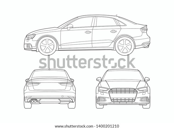 Vector Layout Contour Drawing German Sedan Stock Vector (Royalty Free ...