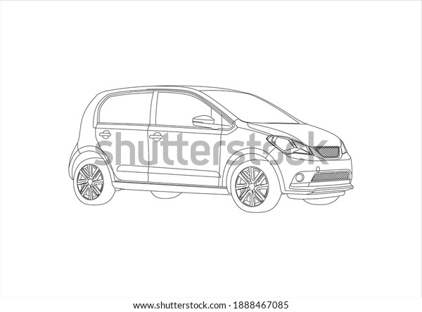 vector\
layout of contour drawing of mini cars. Seat\
Mii.