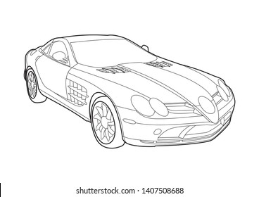 Vector Layout Contour Drawing Sports Car Stock Vector (Royalty Free ...