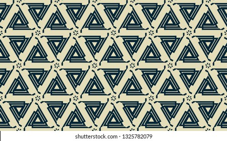 Vector layout with curved line, illusion triangles. Abstract hipster pattern. For your wallpaper, advert, banner, poster. mixed green color. seamless