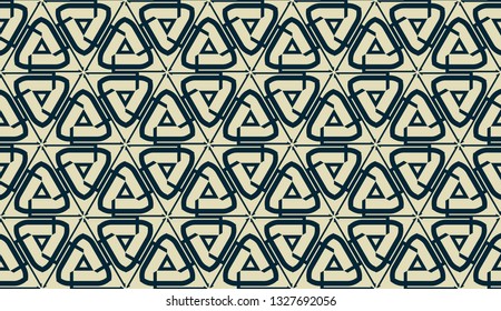 Vector layout with curved line, illusion triangles. Abstract hipster pattern. For your wallpaper, advert, banner, poster. mixed green color. seamless