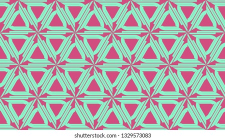 Vector layout with curved line, illusion triangles. Abstract hipster pattern. For your wallpaper, advert, banner, poster. Cherry color.