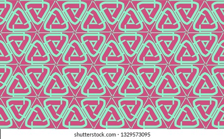 Vector layout with curved line, illusion triangles. Abstract hipster pattern. For your wallpaper, advert, banner, poster. Cherry color.