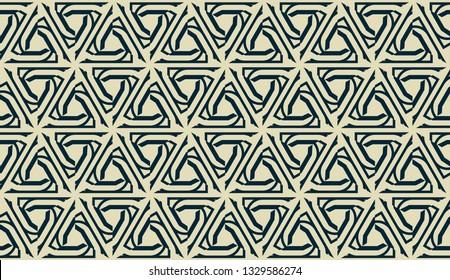 Vector layout with curved line, illusion triangles. Abstract hipster pattern. For your wallpaper, advert, banner, poster. mixed green color. seamless