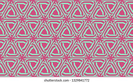 Vector layout with curved line, illusion triangles. Abstract hipster pattern. For your wallpaper, advert, banner, poster. Cherry color.