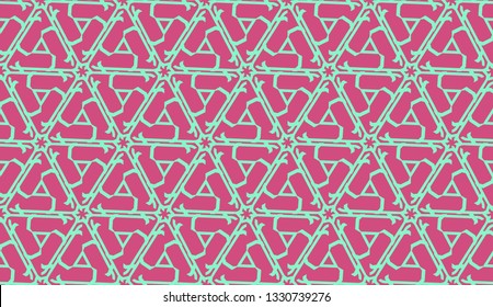 Vector layout with curved line, illusion triangles. Abstract hipster pattern. For your wallpaper, advert, banner, poster. Cherry color.